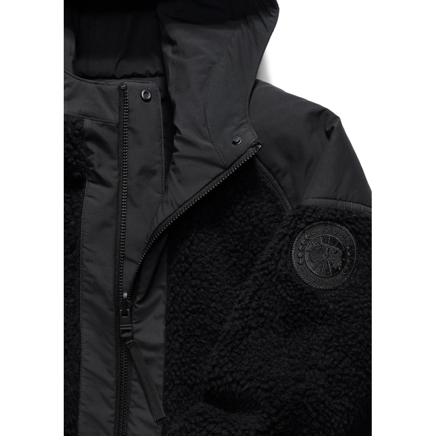 Blouson zippé à capuche CANADA GOOSE Alberni laine mélangée polaire noir réversible disque noir
