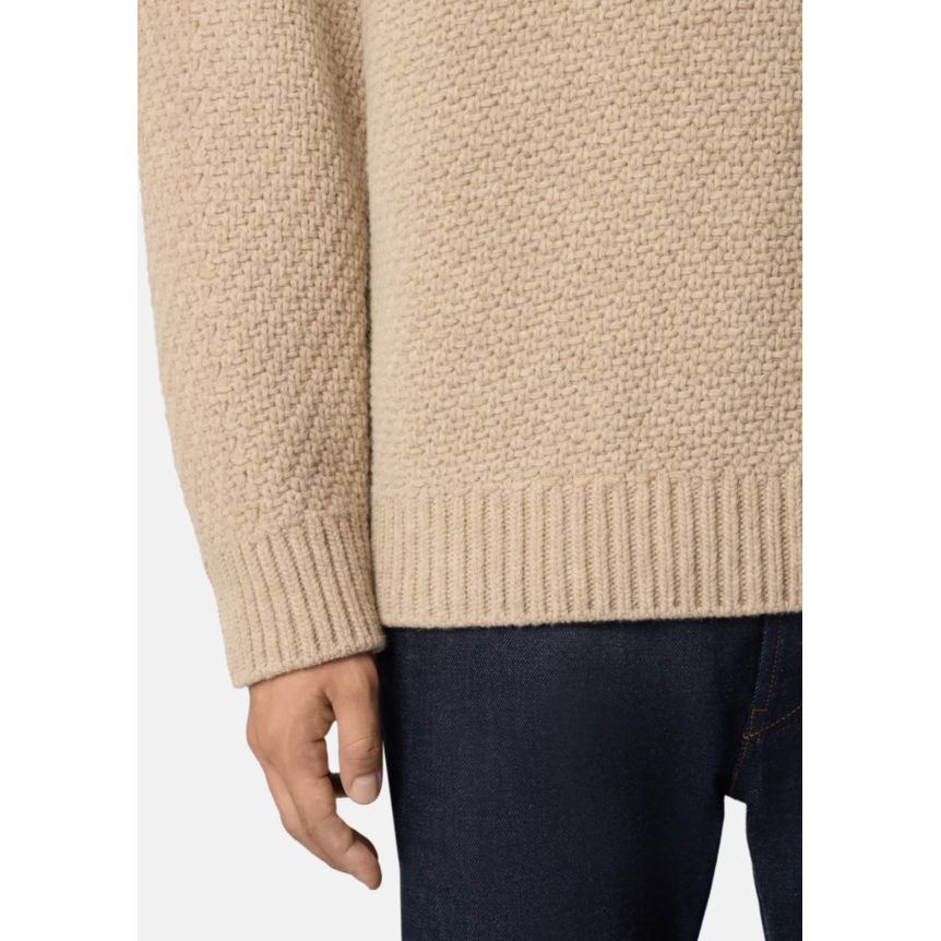 Pull col rond STONE ISLAND aine agneau grosse maille beige