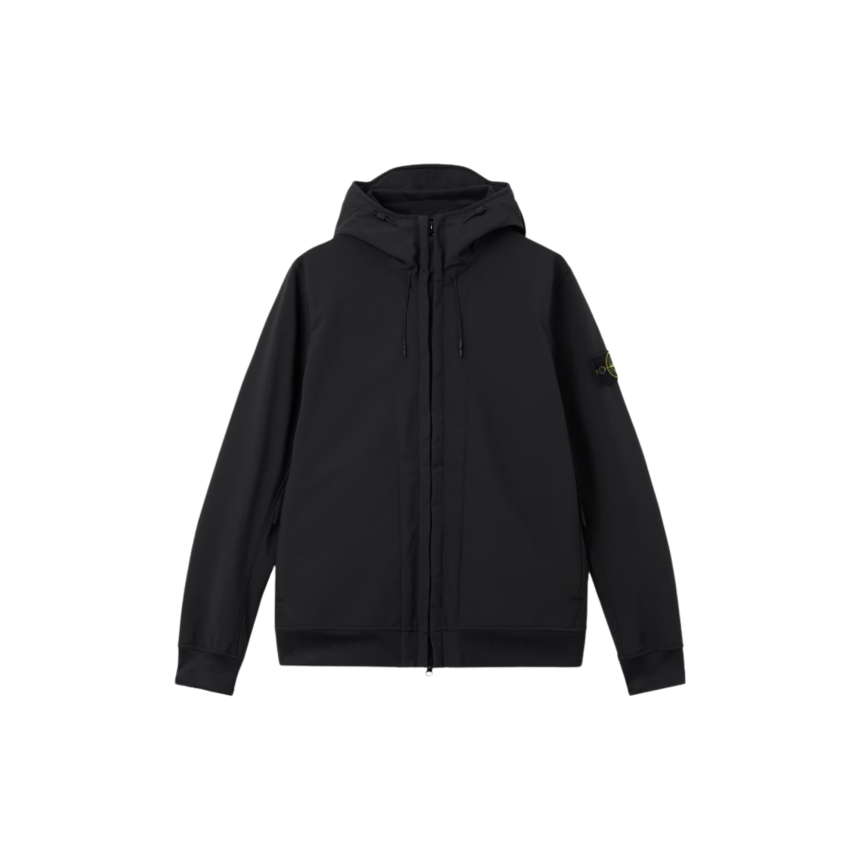 Blouson zippé à capuche STONE ISLAND SOFT SHELL-R_E.DYE® TECHNOLOGY noir