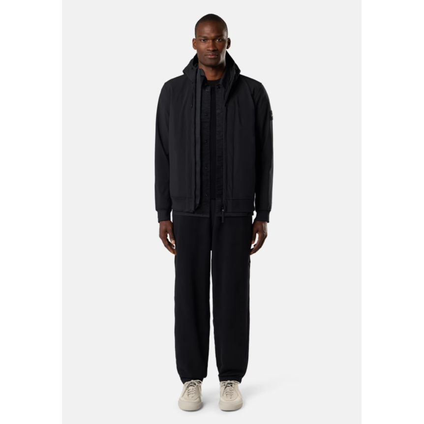 Blouson zippé à capuche STONE ISLAND SOFT SHELL-R_E.DYE® TECHNOLOGY noir