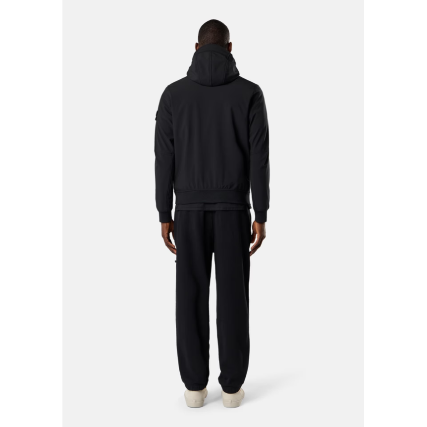 Blouson zippé à capuche STONE ISLAND SOFT SHELL-R_E.DYE® TECHNOLOGY noir