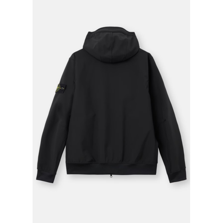 Blouson zippé à capuche STONE ISLAND SOFT SHELL-R_E.DYE® TECHNOLOGY noir