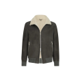 Blouson Bomber en peau de mouton Curly suédée gris
