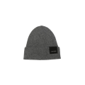 Bonnet cachemire gris clair revers patch noir