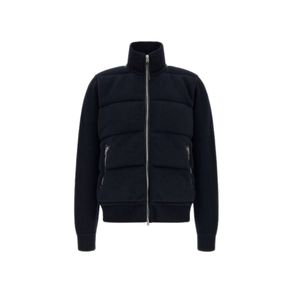 Cardigan zippé TOM FORD laine vierge bleu marine matelassé