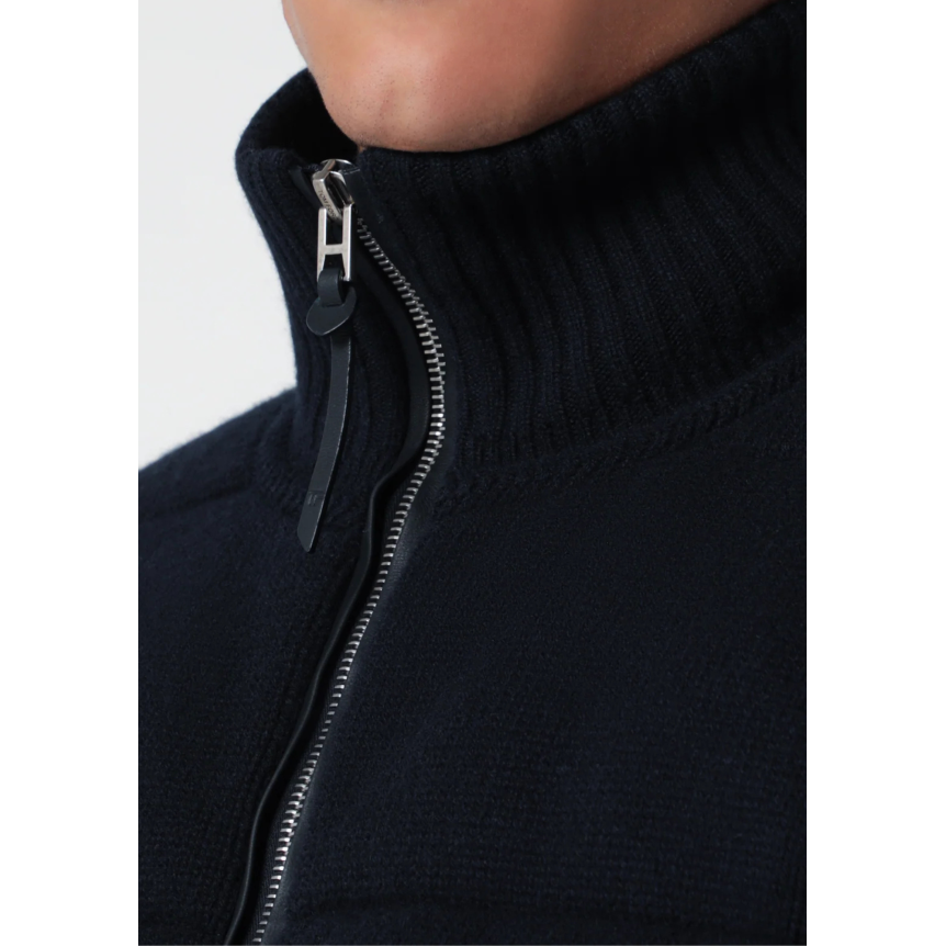 Cardigan zippé TOM FORD laine vierge bleu marine matelassé