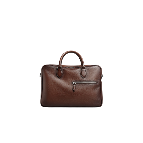 Cartable 2 jours  BERLUTI Cuir de veau Seta grainé marron