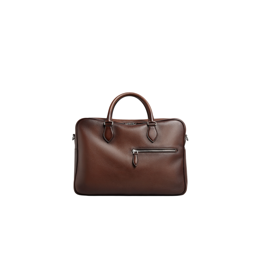 Cartable 2 jours  BERLUTI Cuir de veau Seta grainé marron