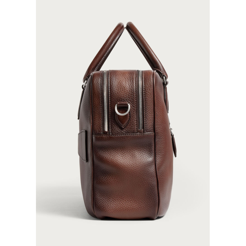 Cartable 2 jours  BERLUTI Cuir de veau Seta grainé marron
