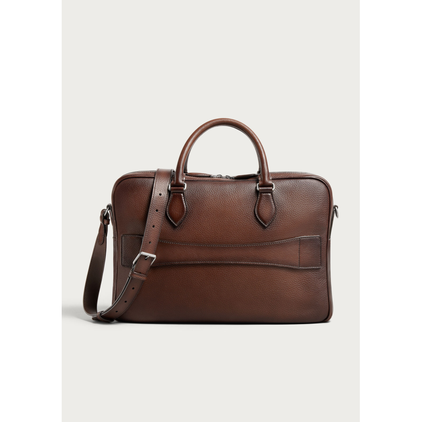 Cartable 2 jours  BERLUTI Cuir de veau Seta grainé marron