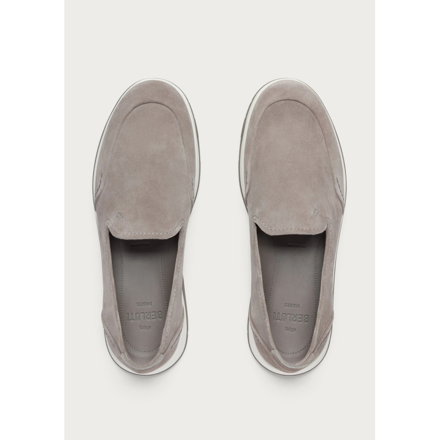 Mocassin Échappée BERLUTI Cuir de veau suedé gris