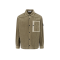 Surchemise coupe confort velours kaki bouton-pression poche poitrine