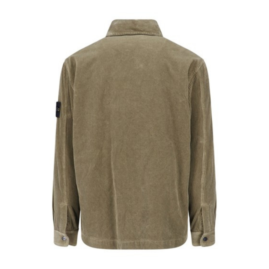 Surchemise STONE ISLAND coupe confort velours kaki bouton-pression poche poitrine
