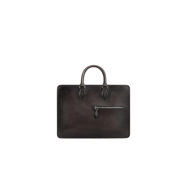 Cartable Deux Jours BERLUTI Cuir de veau Venezia nero grigio noir