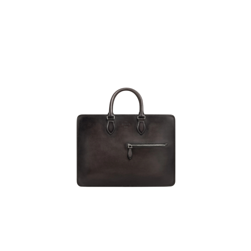 Cartable Deux Jours BERLUTI Cuir de veau Venezia nero grigio noir