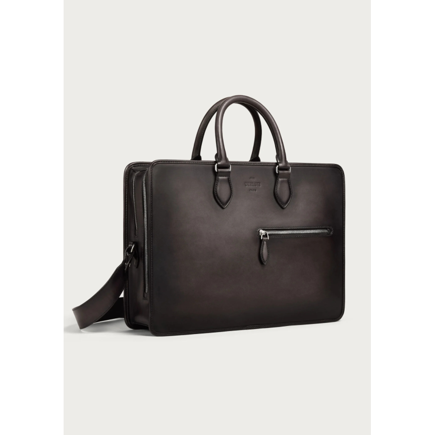Cartable Deux Jours BERLUTI Cuir de veau Venezia nero grigio noir