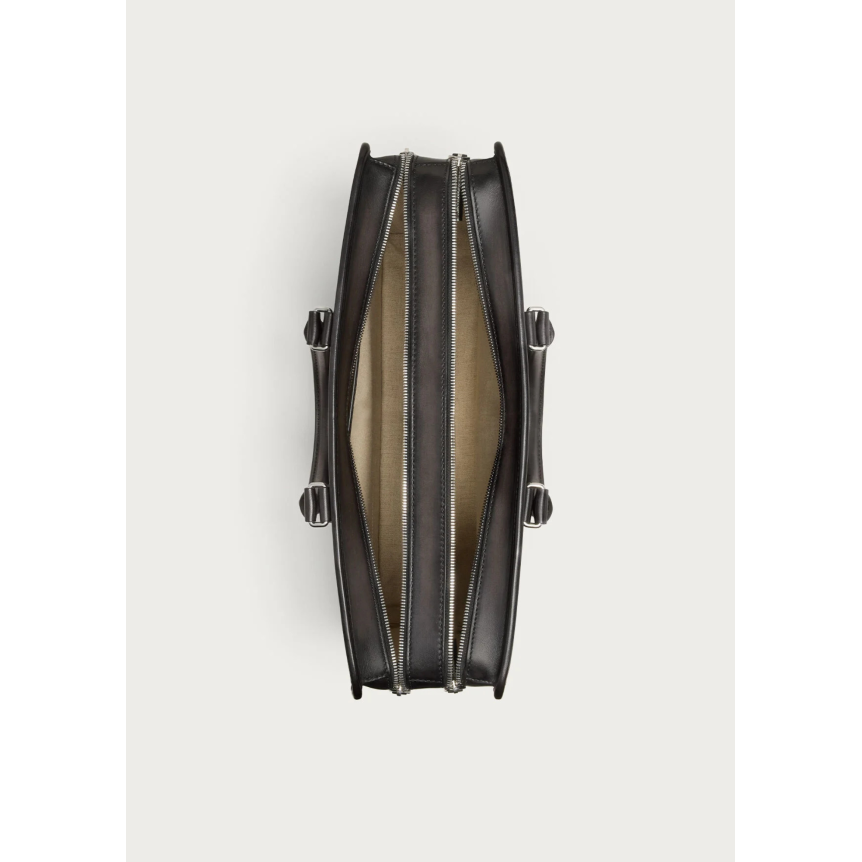Cartable Deux Jours BERLUTI Cuir de veau Venezia nero grigio noir