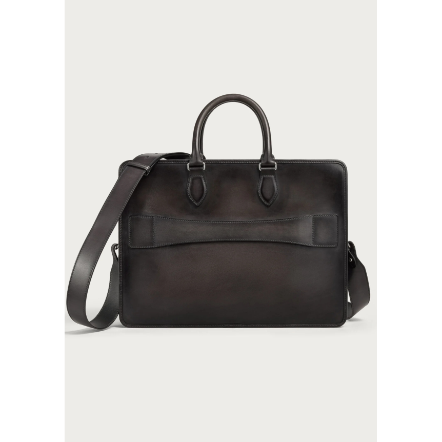 Cartable Un Jour BERLUTI Cuir de veau Venezia nero grigio noir