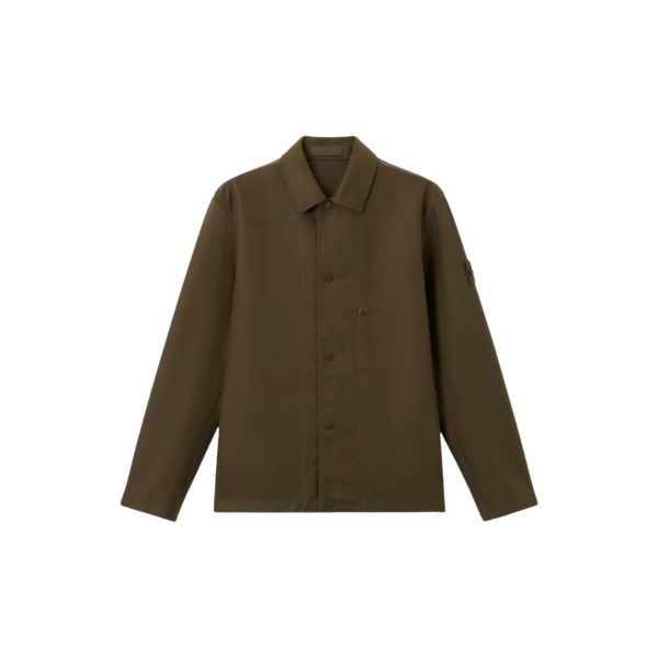 Surchemise regular STONE ISLAND flanelle de laine cardé kaki Ghost Collection