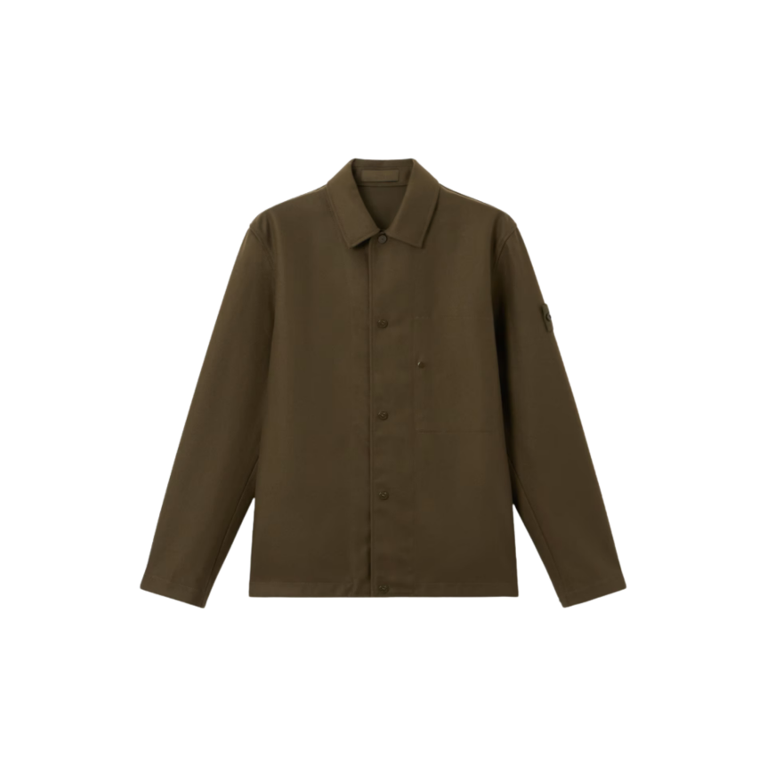 Surchemise regular STONE ISLAND flanelle de laine cardé kaki Ghost Collection