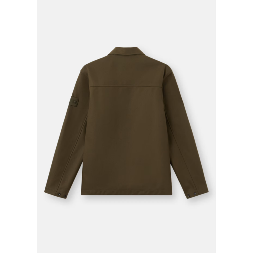 Surchemise regular STONE ISLAND flanelle de laine cardé kaki Ghost Collection