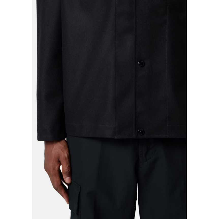 Surchemise regular STONE ISLAND flanelle de laine cardé noir Ghost Collection