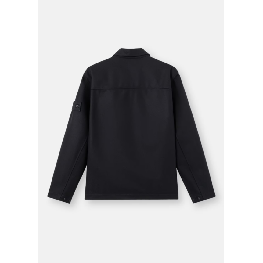 Surchemise regular STONE ISLAND flanelle de laine cardé noir Ghost Collection