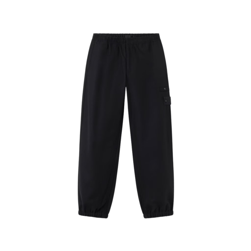 Pantalon de survêtement ample STONE ISLAND flanelle laine noir bas de jambe élastique Ghost Collection