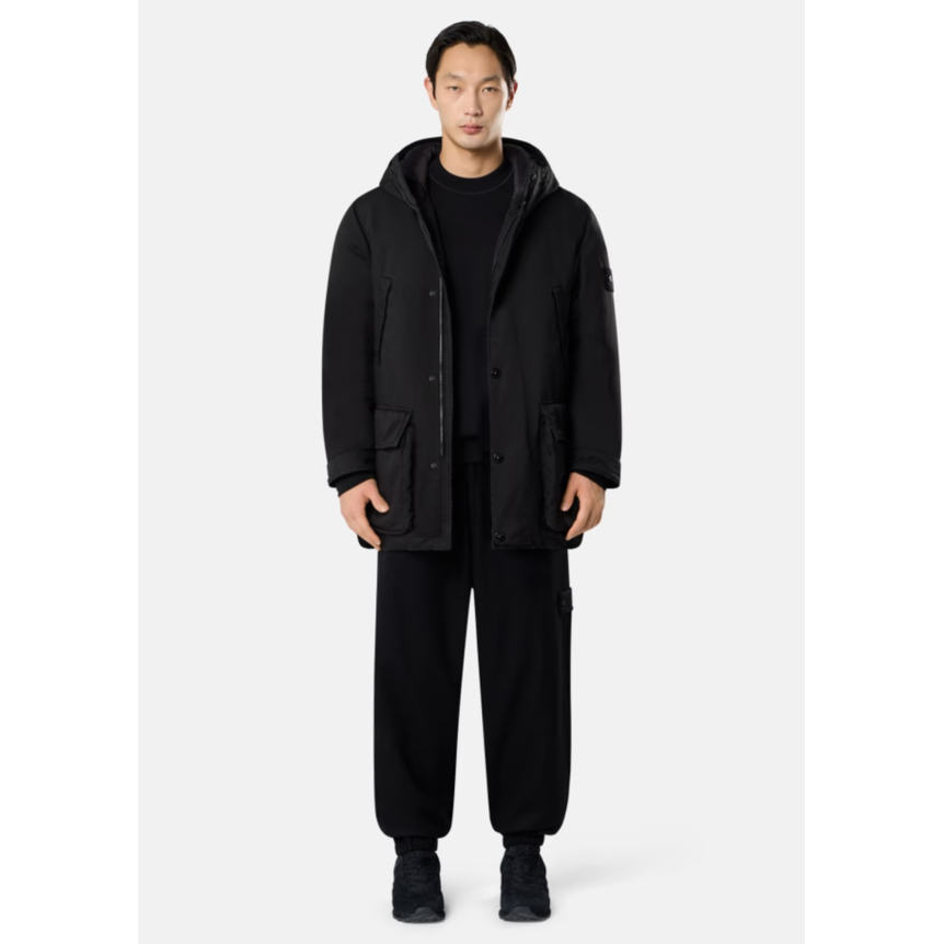 Pantalon de survêtement ample STONE ISLAND flanelle laine noir bas de jambe élastique Ghost Collection