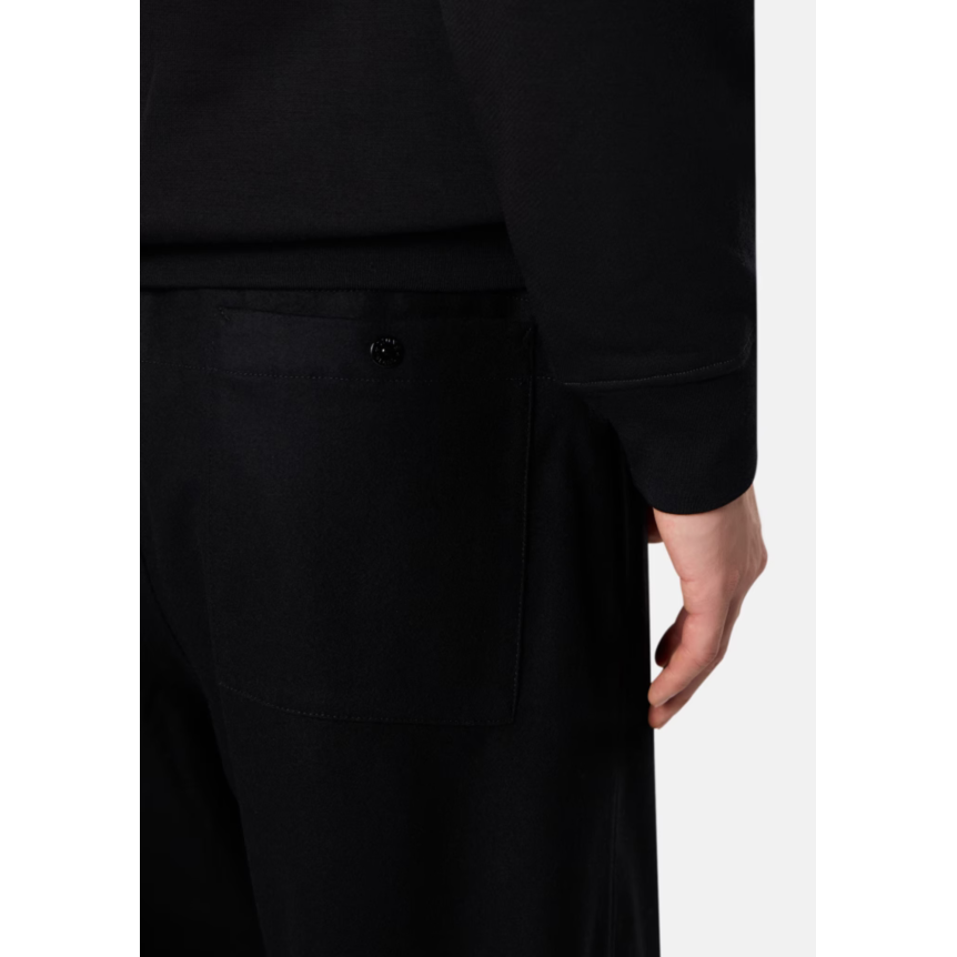 Pantalon de survêtement ample STONE ISLAND flanelle laine noir bas de jambe élastique Ghost Collection