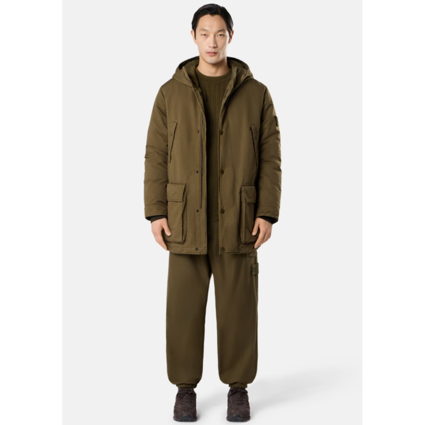Pantalon de survêtement ample STONE ISLAND flanelle laine kaki bas de jambe élastique Ghost Collection