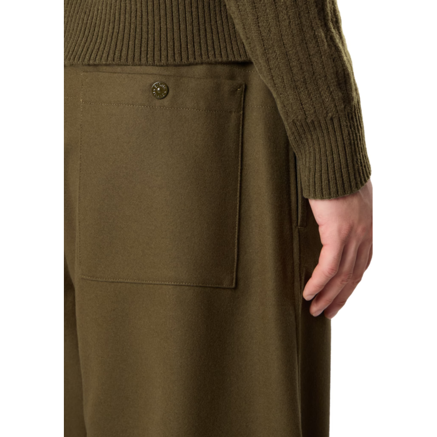 Pantalon de survêtement ample STONE ISLAND flanelle laine kaki bas de jambe élastique Ghost Collection
