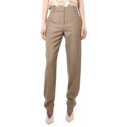 Pantalon BARBARA BUI Grace laine et soie beige taupe