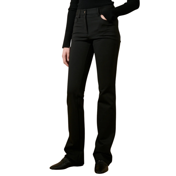 Pantalon 5 poches BARBARA BUI slim taille haute jersey Milano stretch  noir