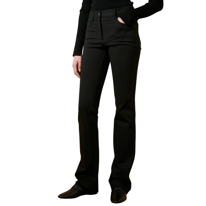 Pantalon 5 poches BARBARA BUI slim taille haute jersey Milano stretch  noir