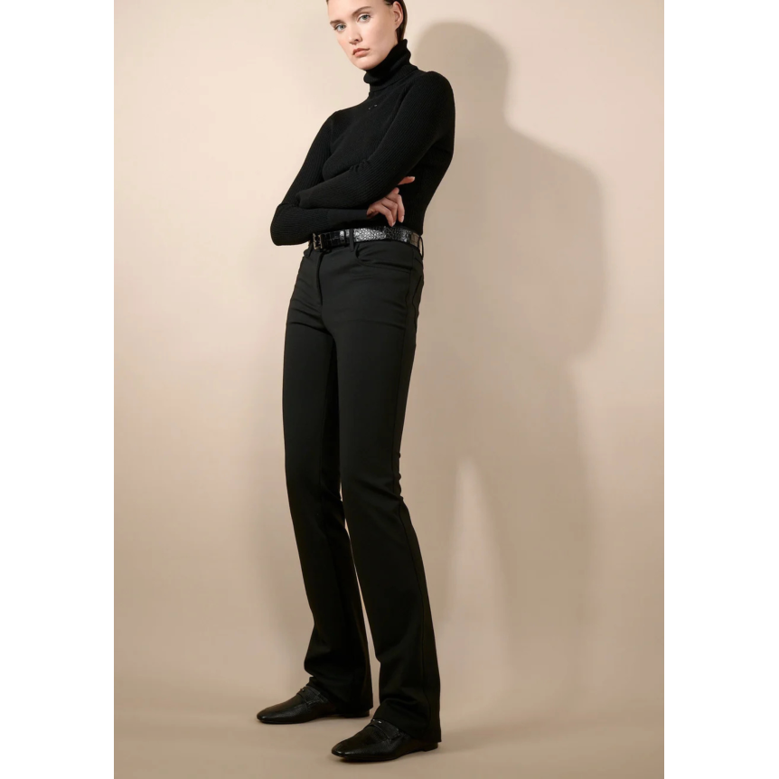 Pantalon 5 poches BARBARA BUI slim taille haute jersey Milano stretch  noir