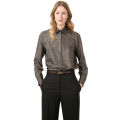 Chemise twill soie prince de galles noir marron