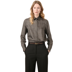 Chemise BARBARA BUI twill soie prince de galles noir marron