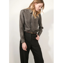 Chemise BARBARA BUI twill soie prince de galles noir marron