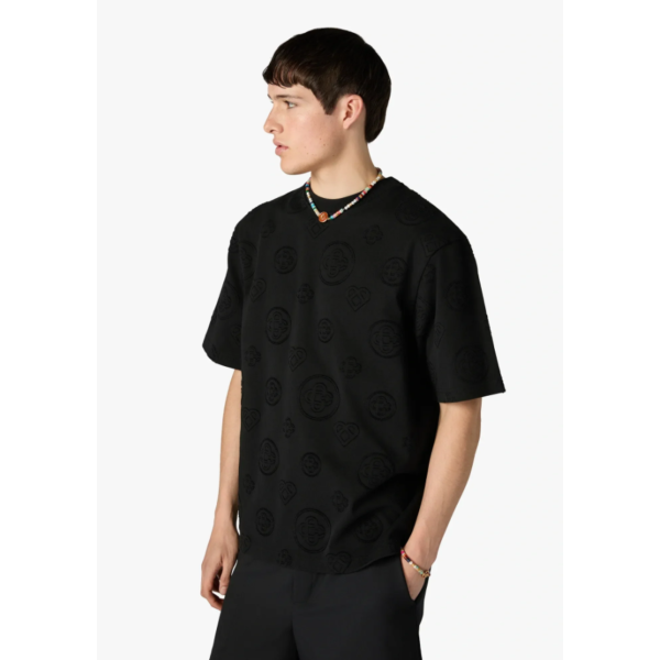 T-shirt manche courte CASABLANCA oversize coton monogramme noir