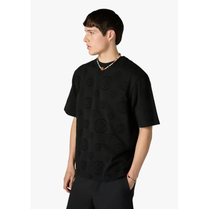 T-shirt manche courte CASABLANCA oversize coton monogramme noir