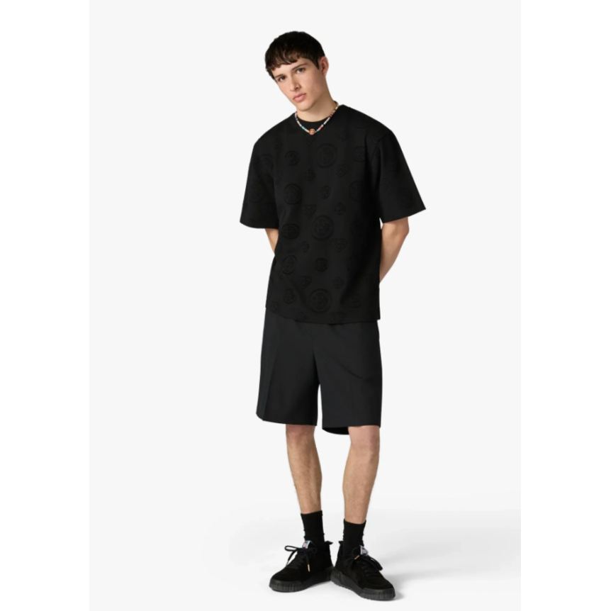 T-shirt manche courte CASABLANCA oversize coton monogramme noir