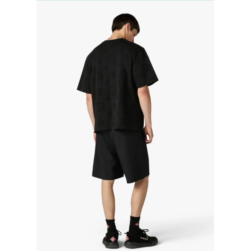 T-shirt manche courte CASABLANCA oversize coton monogramme noir