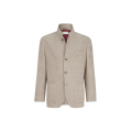 Blazer col montant cachemire soie chevrons beige crème poches plaquées
