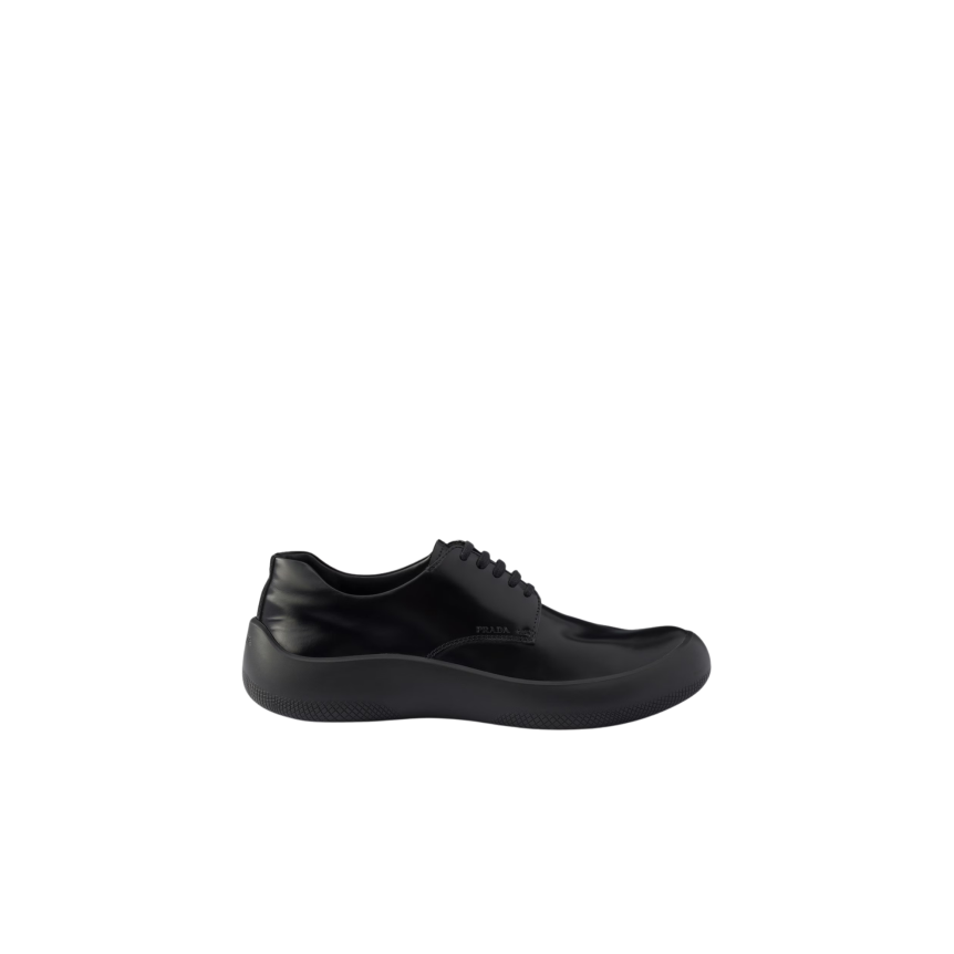 Derbies à lacets PRADA en cuir de veau  brossé noir