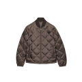Blouson zippé matelassée losange nylon kaki col marron