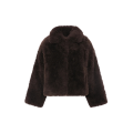 Veste en agneau cachemire et maille laine Mérinos poil long marron