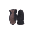 Moufle laine mérinos bouclée paume cuir marron