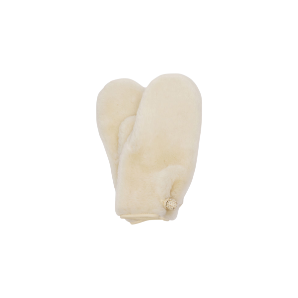 Moufle MAGDA BUTRYM shearling écru bouton boule cuir