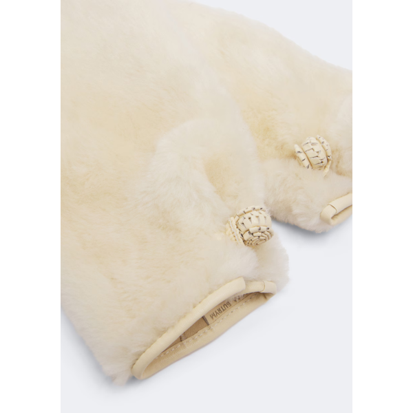 Moufle MAGDA BUTRYM shearling écru bouton boule cuir